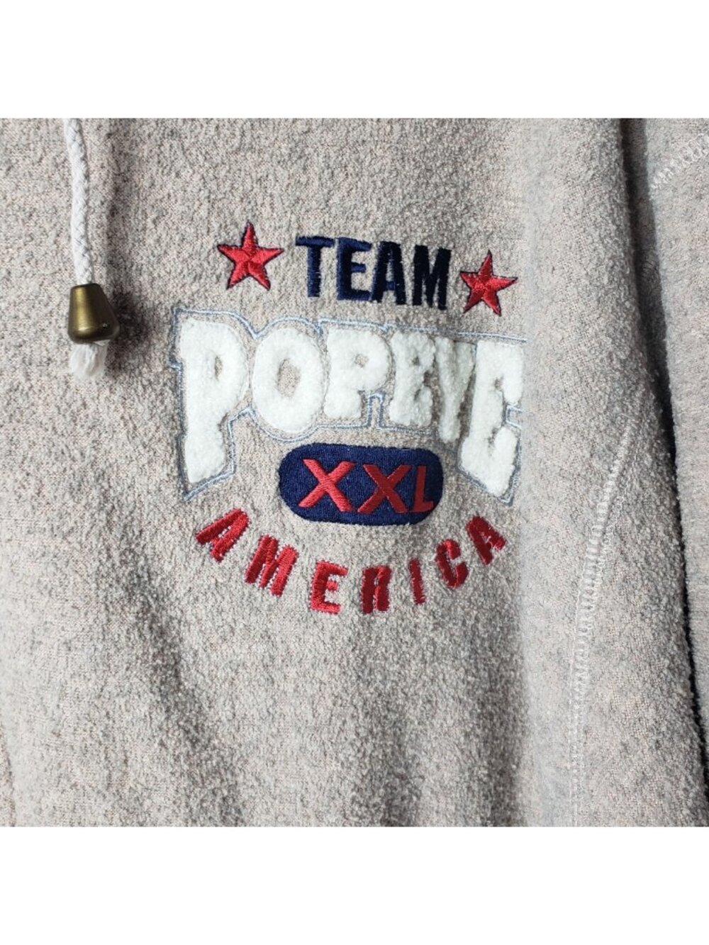 Popeye Vtg Team Porto American Hoodie Full Zip Beige/Red Size 5 - Picture 6 of 9